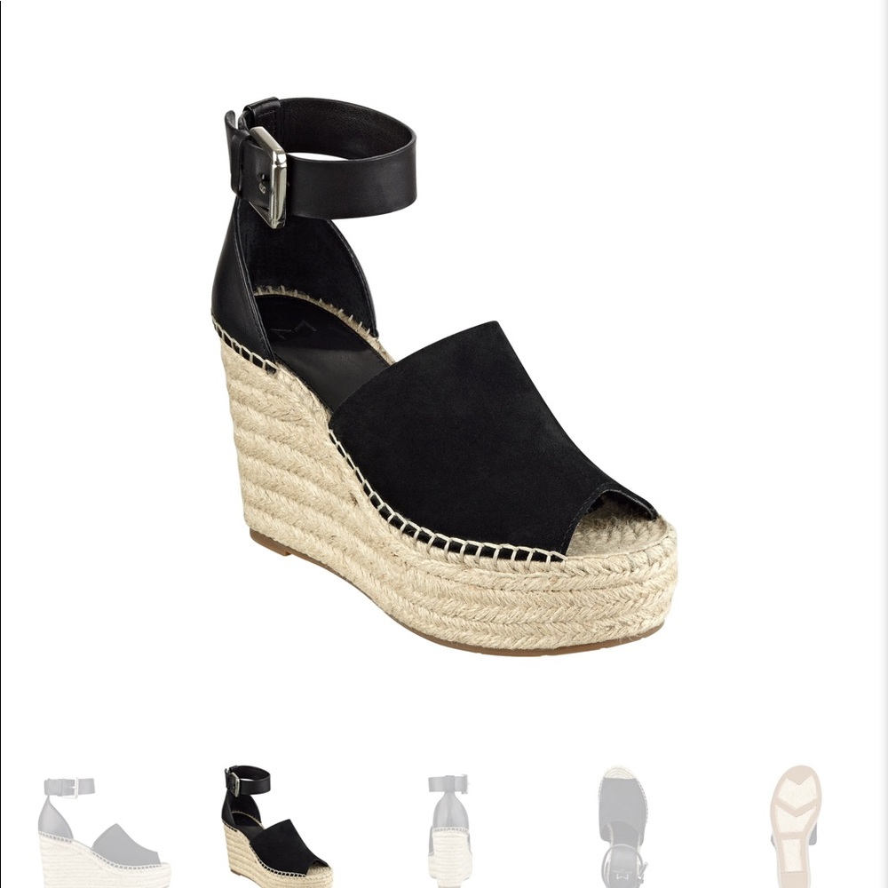 MARC FISHER ANNIE BLACK SUEDE PLATFORM SANDAL